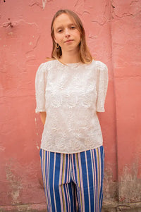 Object Mya Cloud Dancer Short Sleeve Blouse - The Mercantile London