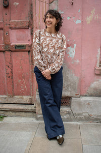 Object Mya Brown Floral Long Sleeve Blouse - The Mercantile London