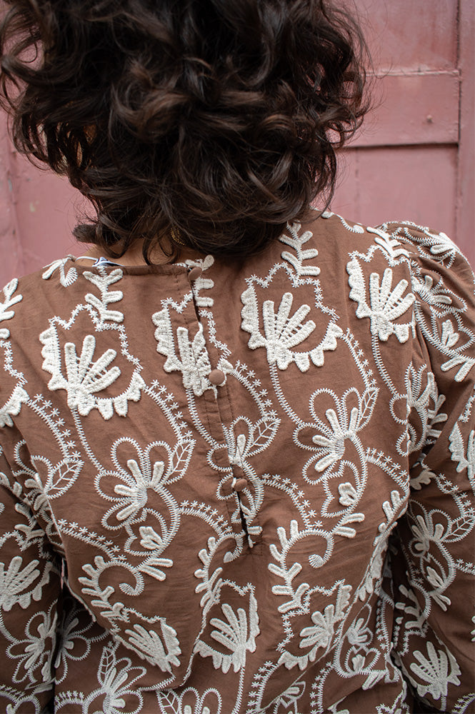 Object Mya Brown Floral Long Sleeve Blouse - The Mercantile London