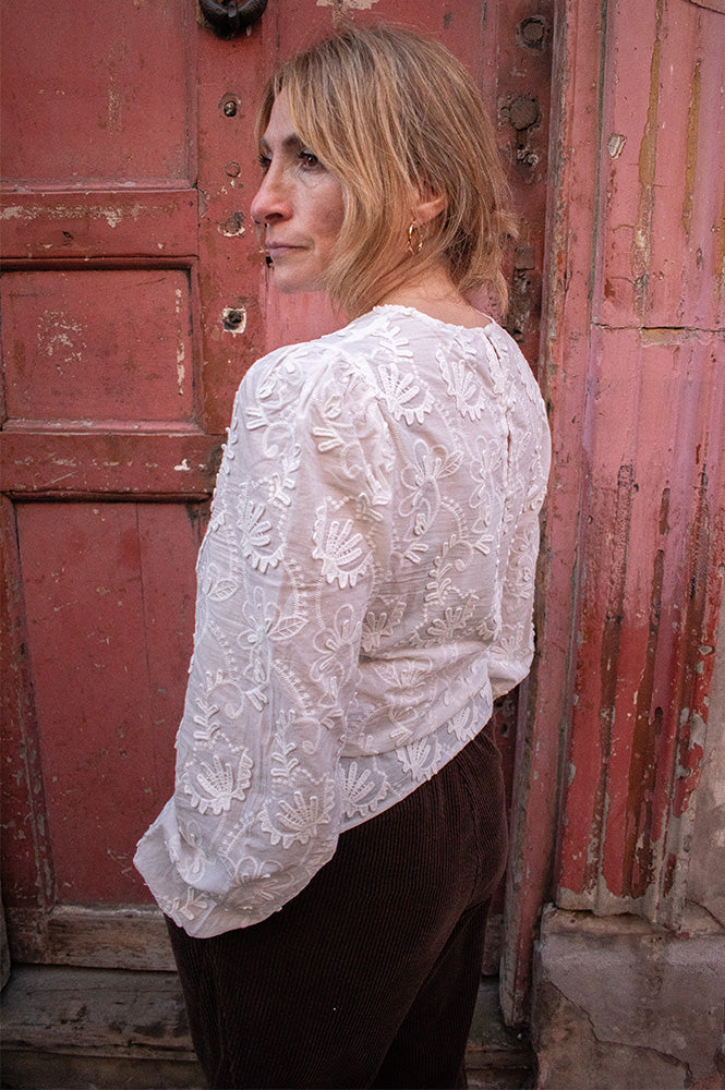 Object Mya Cloud Dancer Floral Blouse