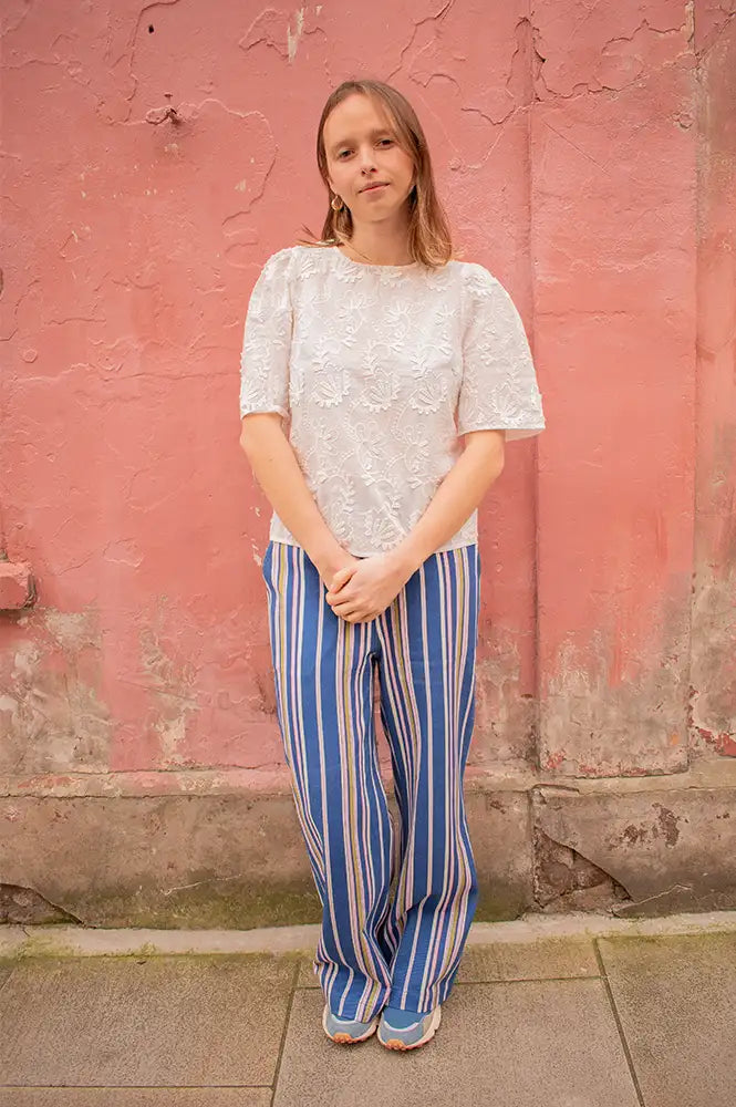 Object Mya Cloud Dancer Short Sleeve Blouse - The Mercantile London