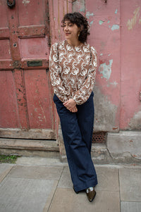 Object Mya Brown Floral Long Sleeve Blouse - The Mercantile London