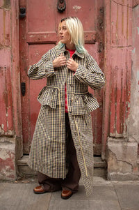 Damson Madder Myrtle Navy Gingham Detachable Trench Coat