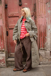 Damson Madder Myrtle Navy Gingham Detachable Trench Coat