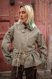 Damson Madder Myrtle Navy Gingham Detachable Trench Coat