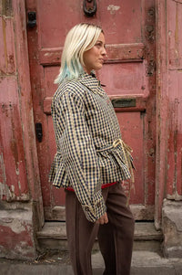 Damson Madder Myrtle Navy Gingham Detachable Trench Coat