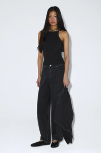 Dr Denim Nanci Black Leopard Mid Barrel Jeans