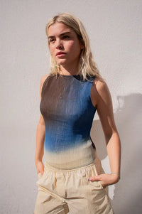 Thinking Mu Dora Brown Glass Pleated Top - The Mercantile London