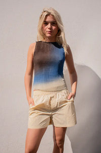Thinking Mu Dora Brown Glass Pleated Top - The Mercantile London