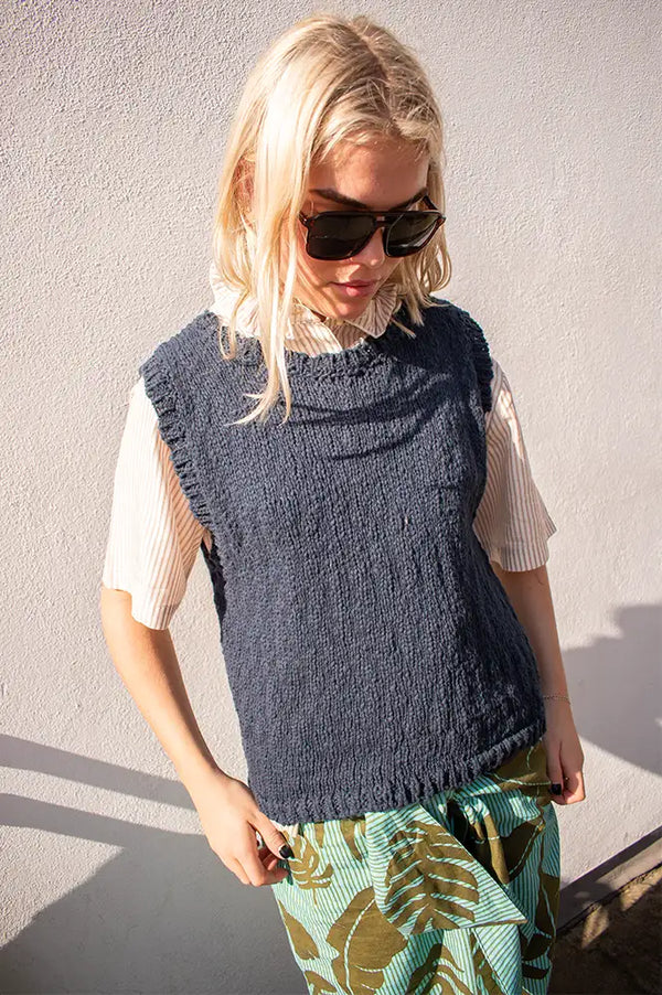 SibinLinnebjerg Esti Navy Knitted Vest - The Mercantile London