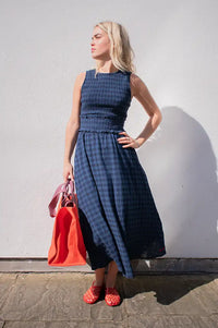 FRNCH Saquarema Navy Checked Dress - The Mercantile London