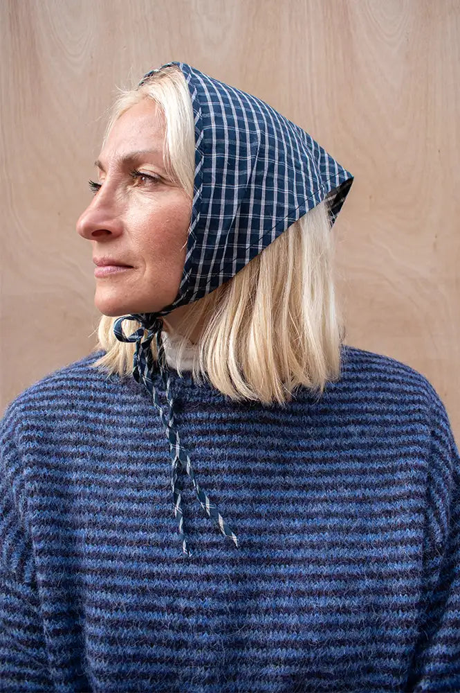 Funkyrel Haila Navy Plaid Triangle Headscarf
