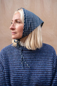 Funkyrel Haila Navy Plaid Triangle Headscarf