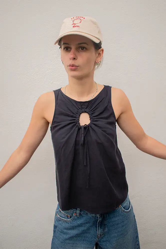 Komodo Zizi Navy Tencel Linen Top - The Mercantile London