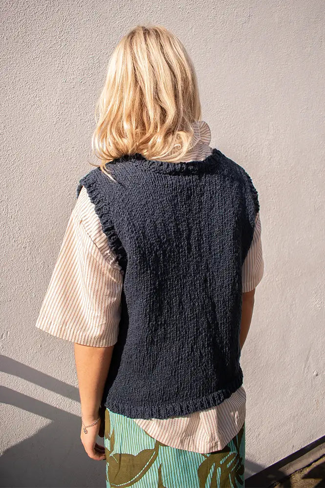 SibinLinnebjerg Esti Navy Knitted Vest - The Mercantile London