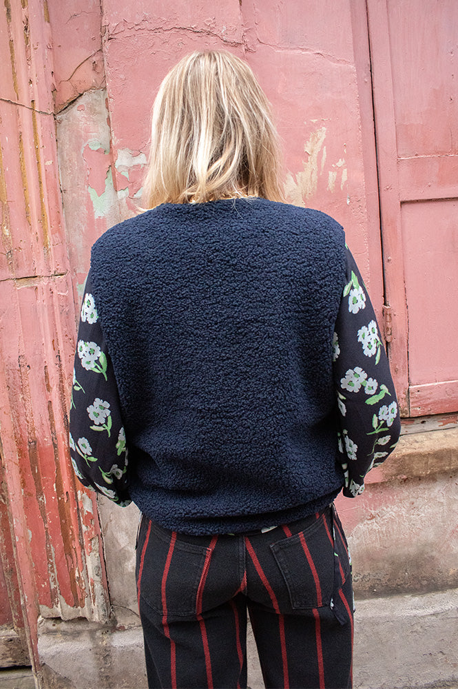 Fransa Gwynne Navy Fleece Vest