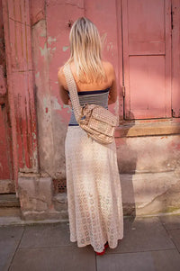 Stella Nova Navy & Creme Knitted Tube Top - The Mercantile London