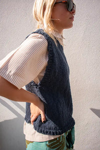 SibinLinnebjerg Esti Navy Knitted Vest - The Mercantile London