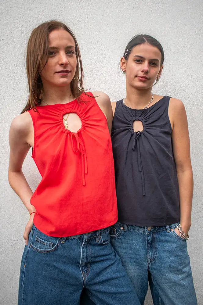 Komodo Zizi Coral Tencel Linen Top - The Mercantile London