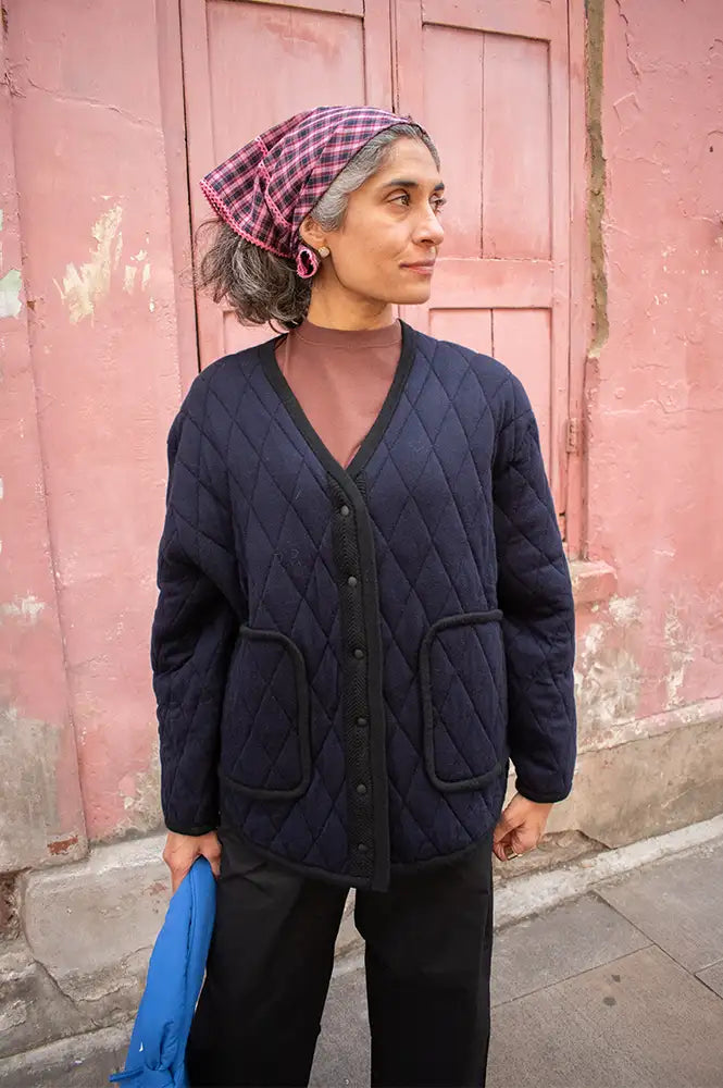 Bellerose Aiga Navy Quilted Cardigan