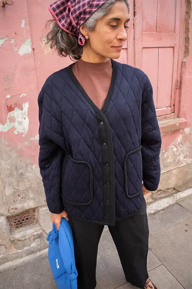 Bellerose Aiga Navy Quilted Cardigan