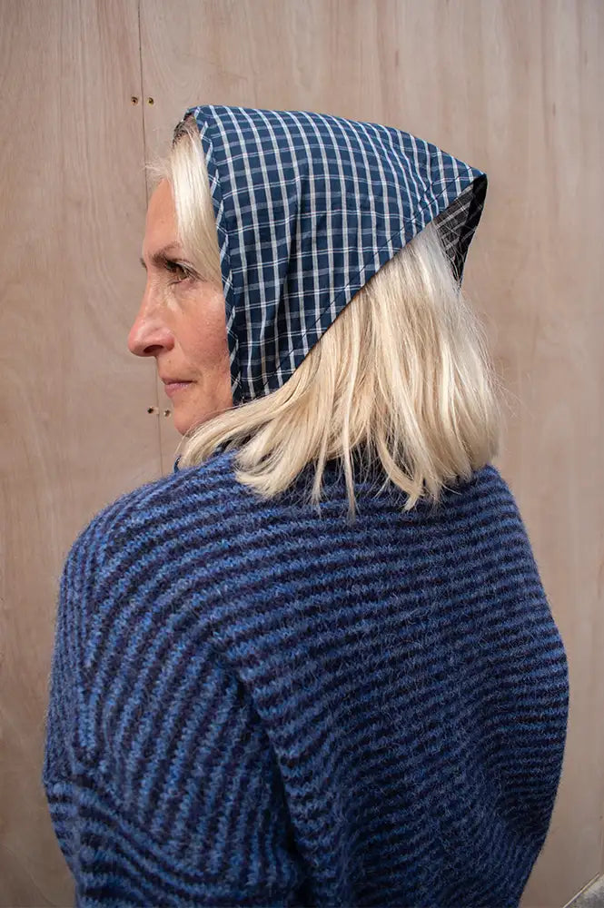 Funkyrel Haila Navy Plaid Triangle Headscarf