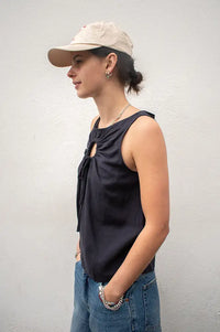Komodo Zizi Navy Tencel Linen Top - The Mercantile London
