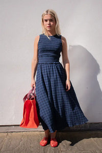 FRNCH Saquarema Navy Checked Dress - The Mercantile London