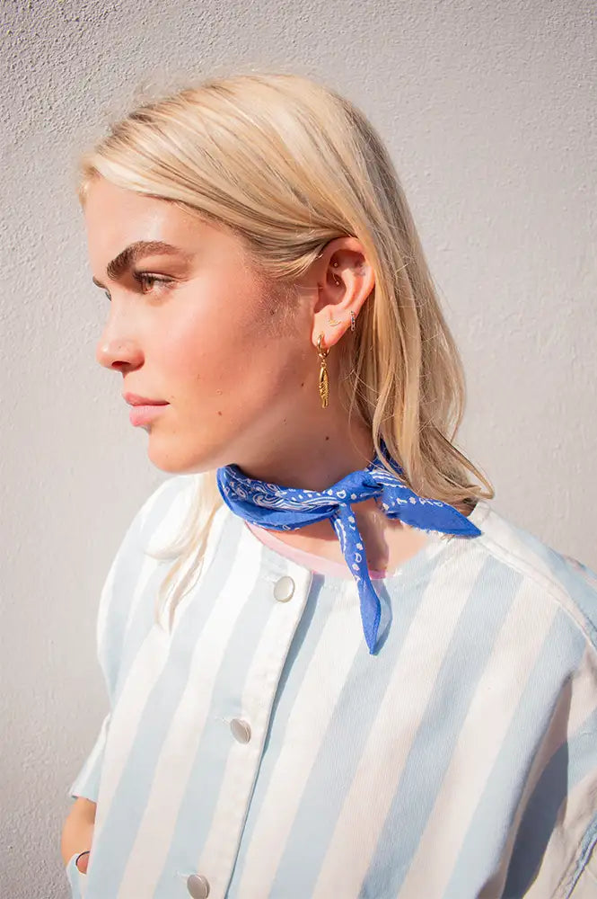 A.P Cobalt Paisley Print Scarf - The Mercantile London