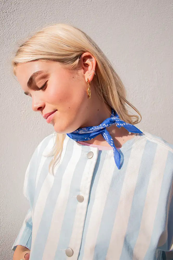 A.P Cobalt Paisley Print Scarf - The Mercantile London