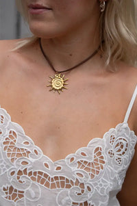 A Weathered Penny Gold Light Brown Solar Necklace