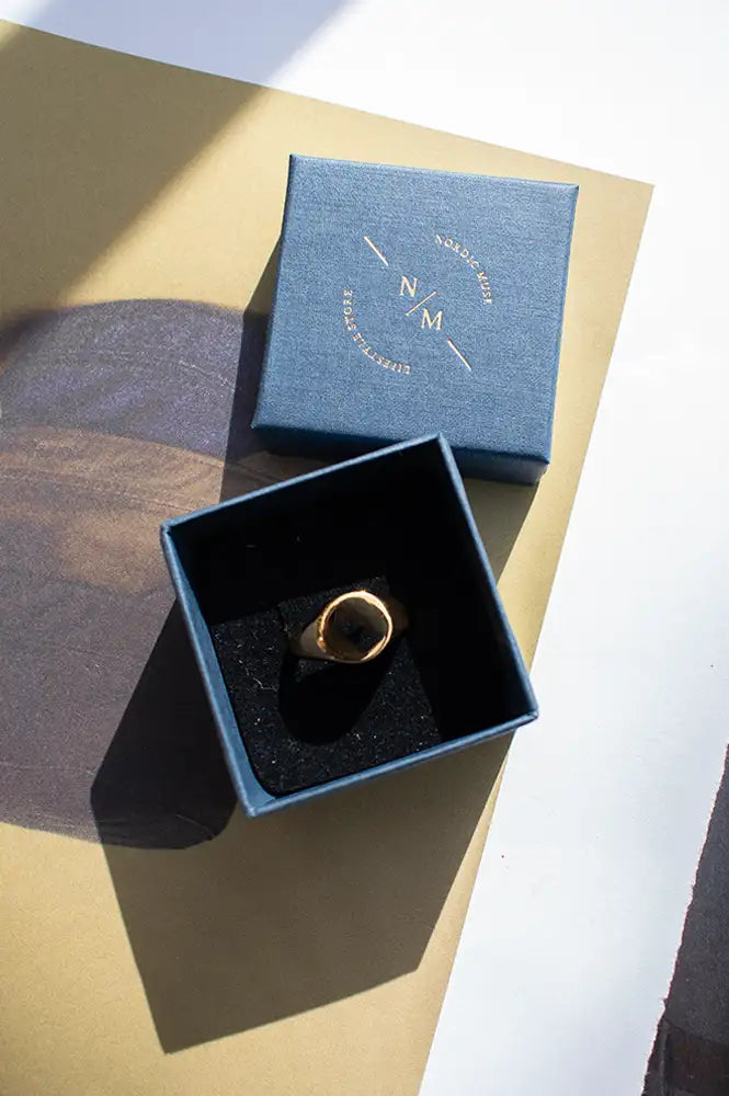 Nordic Muse Gold Round Signet Ring
