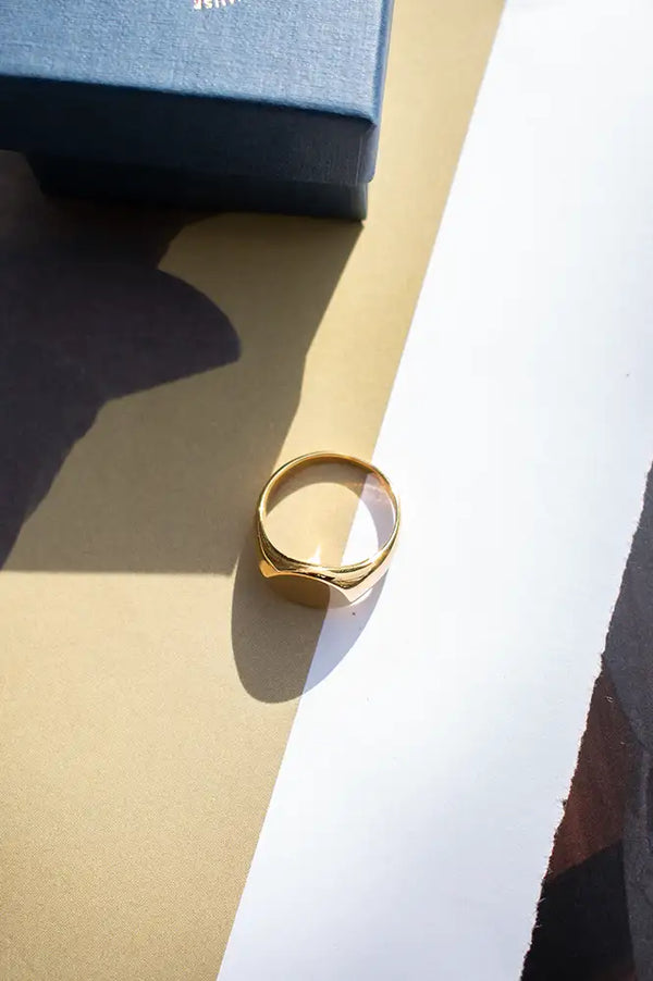Nordic Muse Gold Round Signet Ring