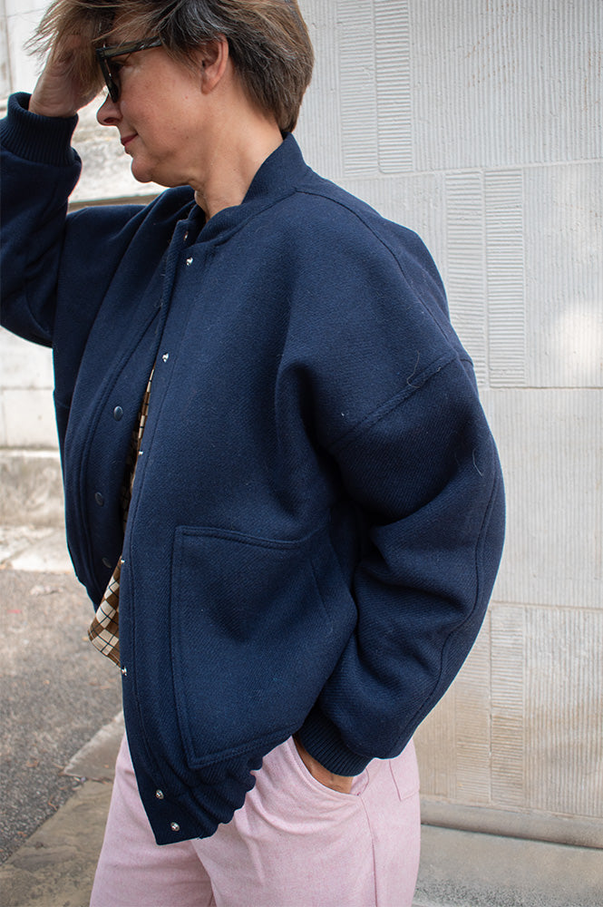 The New Society Clara Infinite Navy Bomber Jacket - The Mercantile London