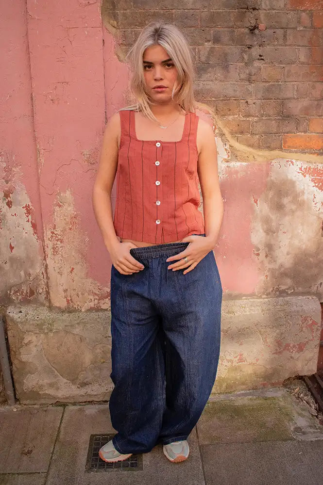 Nice Things Terracotta Striped Top - The Mercantile London