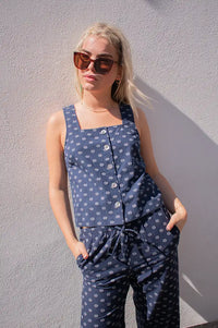 Nice Things Navy Dots Print Top - The Mercantile London
