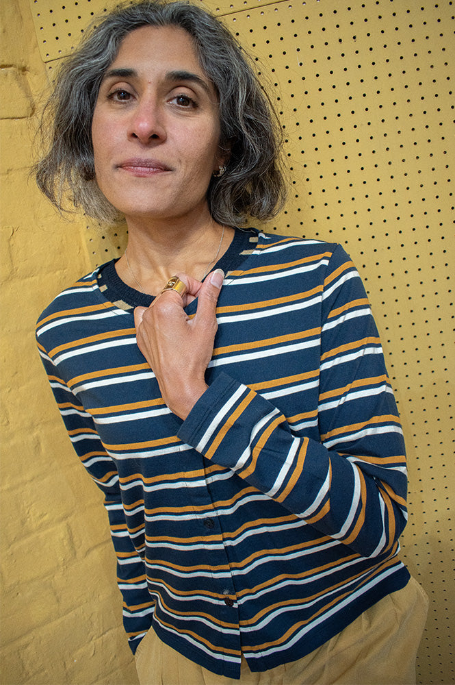 Nice Things Navy Striped Long Sleeve Top - The Mercantile London