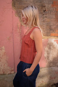 Nice Things Terracotta Striped Top - The Mercantile London