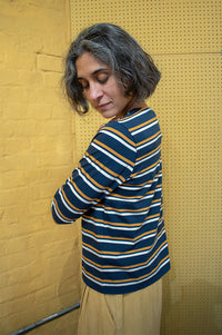 Nice Things Navy Striped Long Sleeve Top - The Mercantile London
