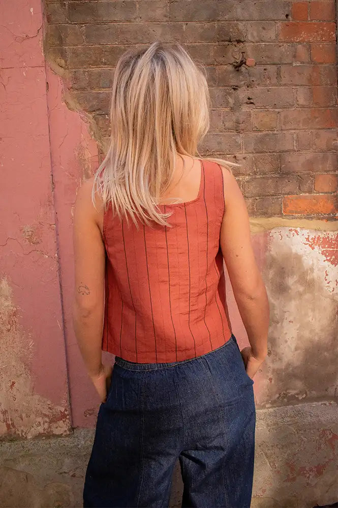 Nice Things Terracotta Striped Top - The Mercantile London