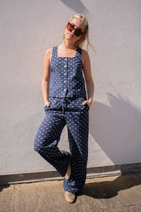 Nice Things Navy Dots Print Top - The Mercantile London