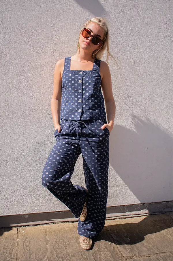 Nice Things Navy Dots Print Top - The Mercantile London