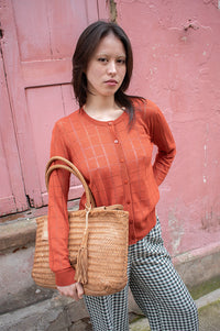Nice Things Terracotta Open-Work Cardigan - The Mercantile London