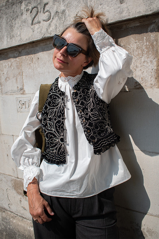 Maison Hotel Marceline Nero Night Lily Top - The Mercantile London