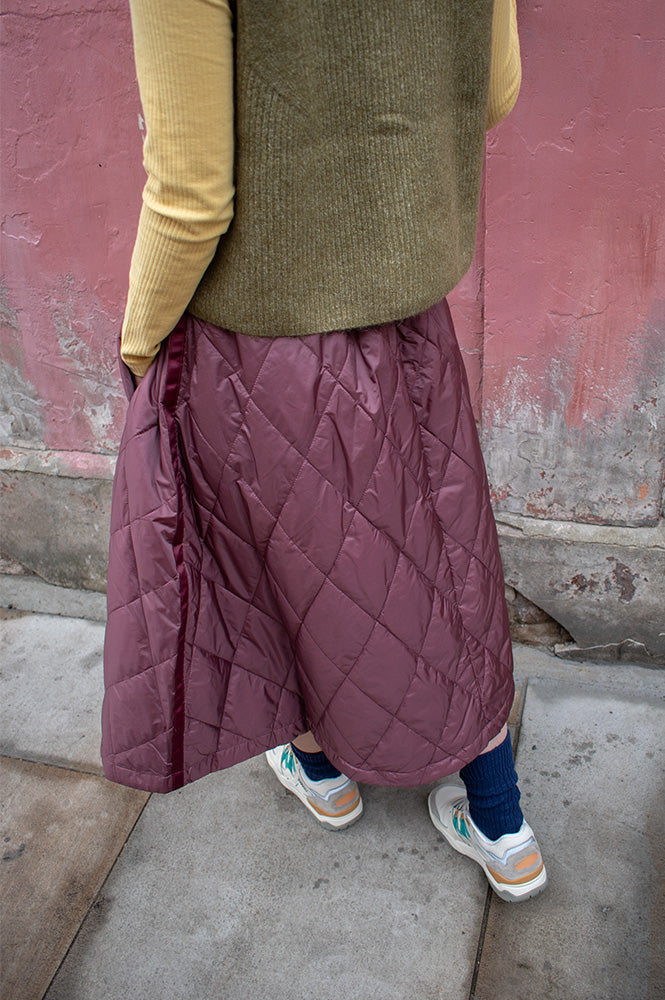 Project AJ117 Nicoline Burgundy Quilted Skirt - The Mercantile London