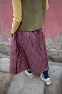 Project AJ117 Nicoline Burgundy Quilted Skirt - The Mercantile London