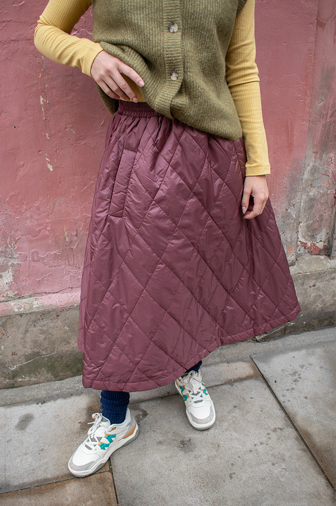 Project AJ117 Nicoline Burgundy Quilted Skirt - The Mercantile London