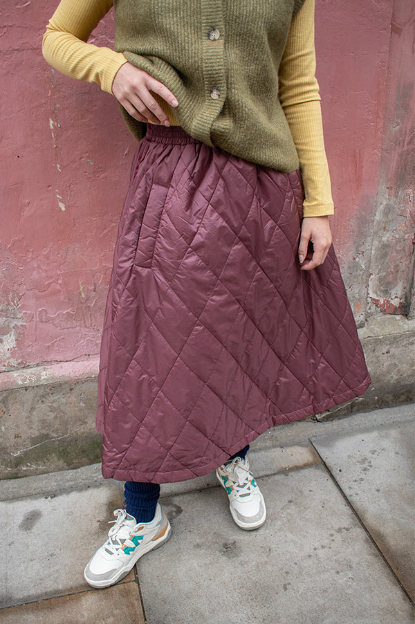 Project AJ117 Nicoline Burgundy Quilted Skirt - The Mercantile London