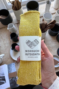 Nishiguchi Kutsushita Boston Ribbed Vintage Yellow Socks