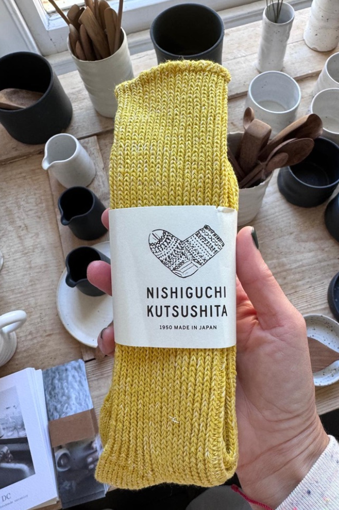 Nishiguchi Kutsushita Boston Ribbed Vintage Yellow Socks